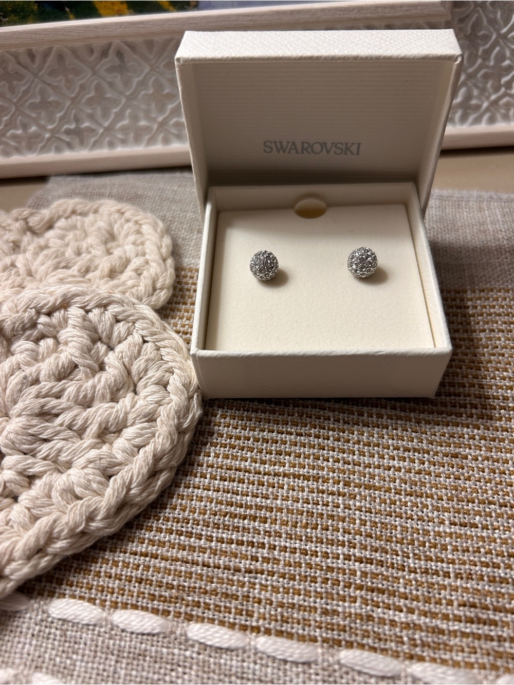 SWAROVSKI Silver Pavé Ball Stud Earrings